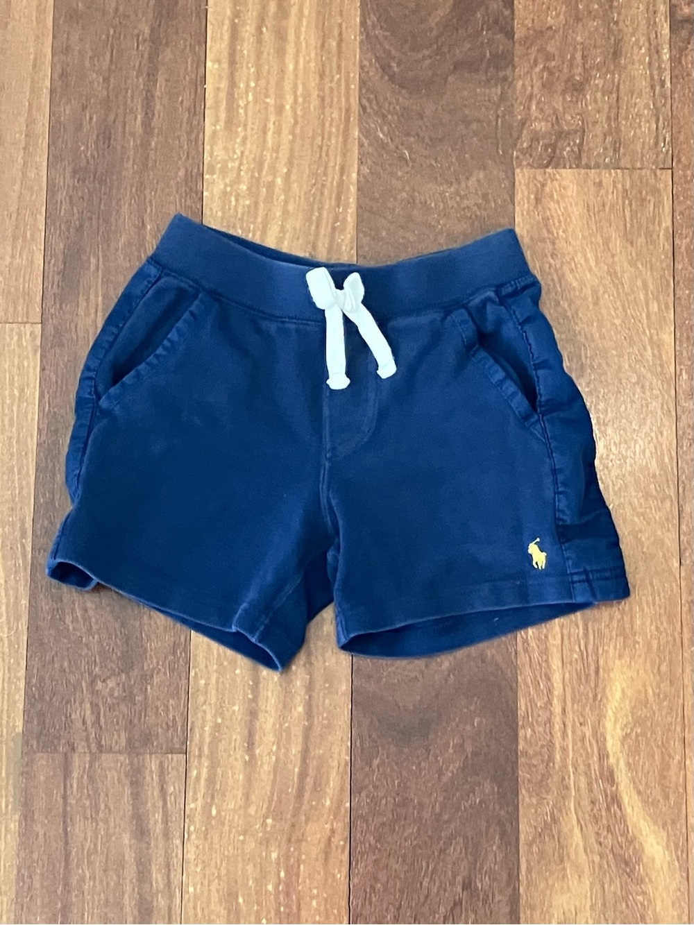 Polo by Ralph Lauren Navy Drawstring Shorts with Yellow Pony